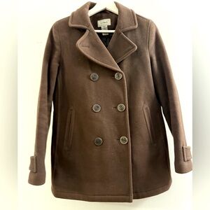 LLBean Pea Coat, insulated and very warm, brown, size 4